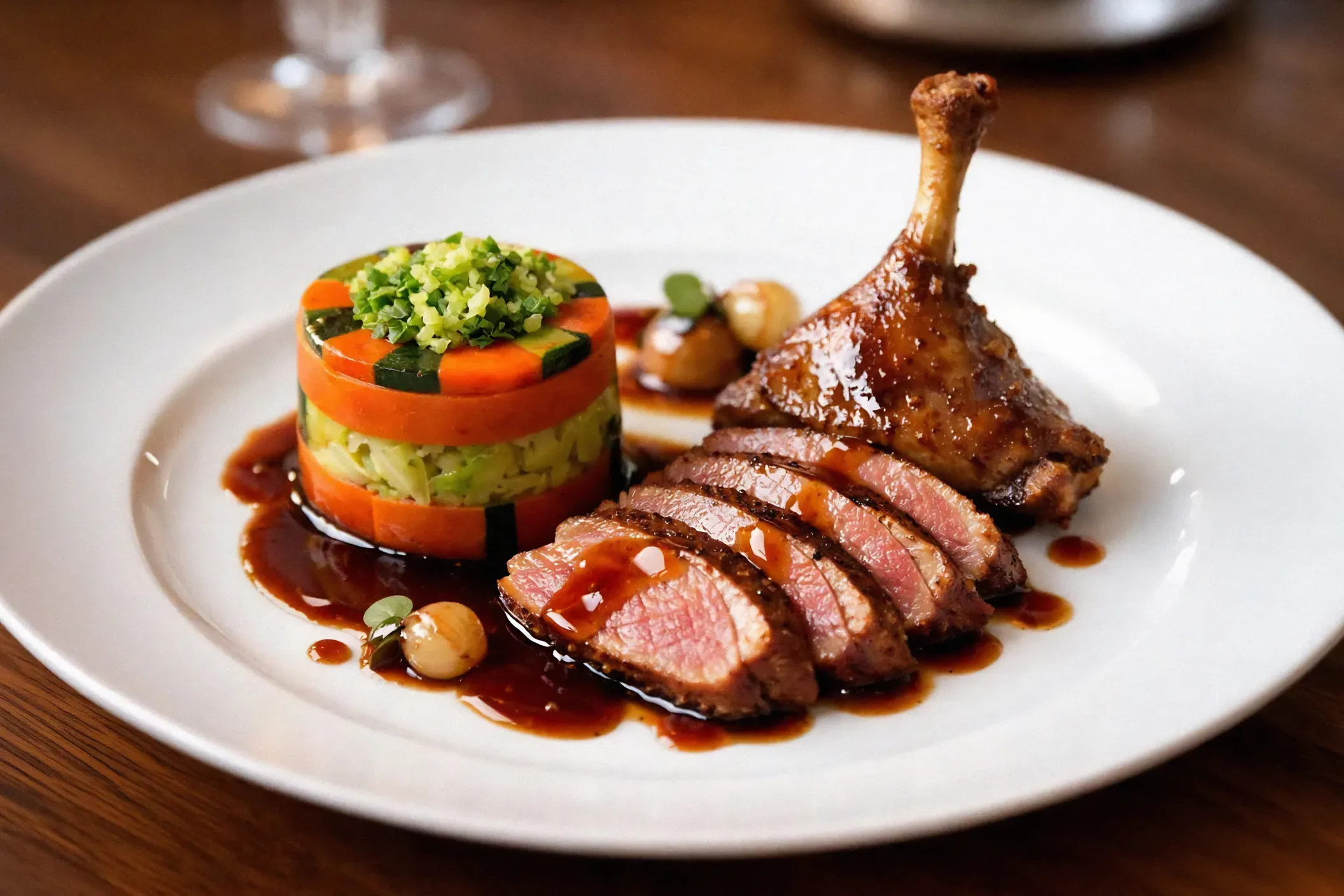 Chartreuse de canard dans une assiette